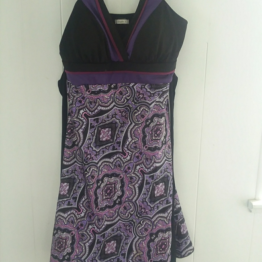 Purple paisley cocktail dress
